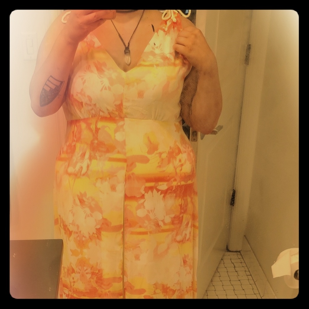 Watercolor floral sun dress
